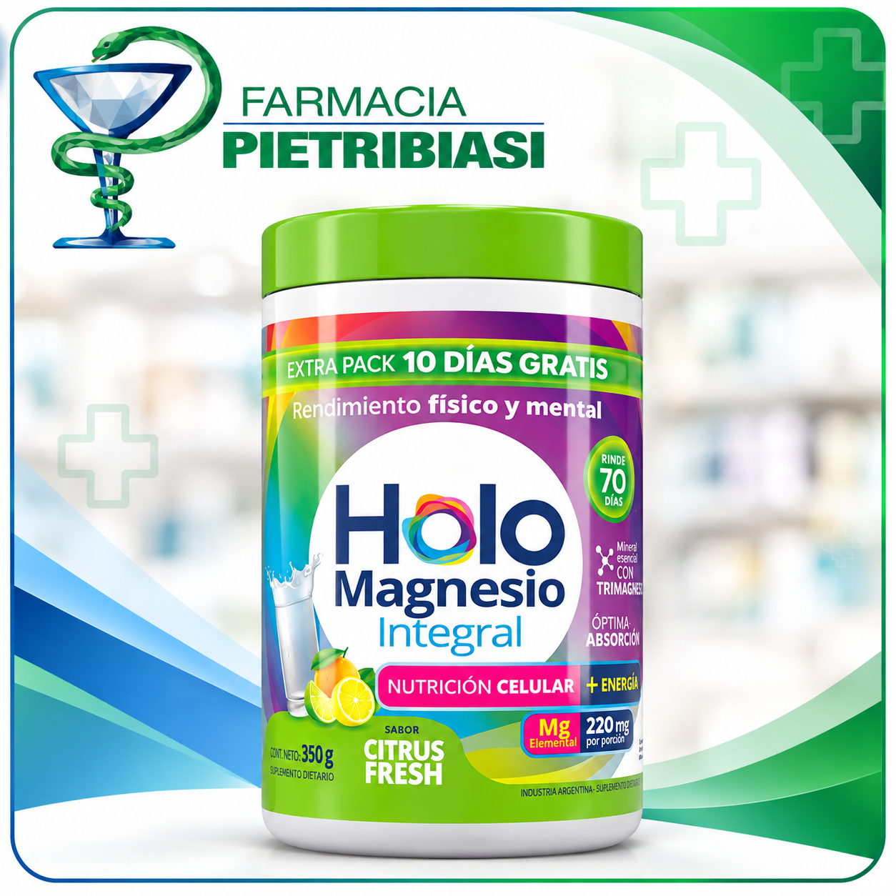 HOLOMAGNESIO INTEGRAL EXTRA CITRUS FRESH POLVO X 350