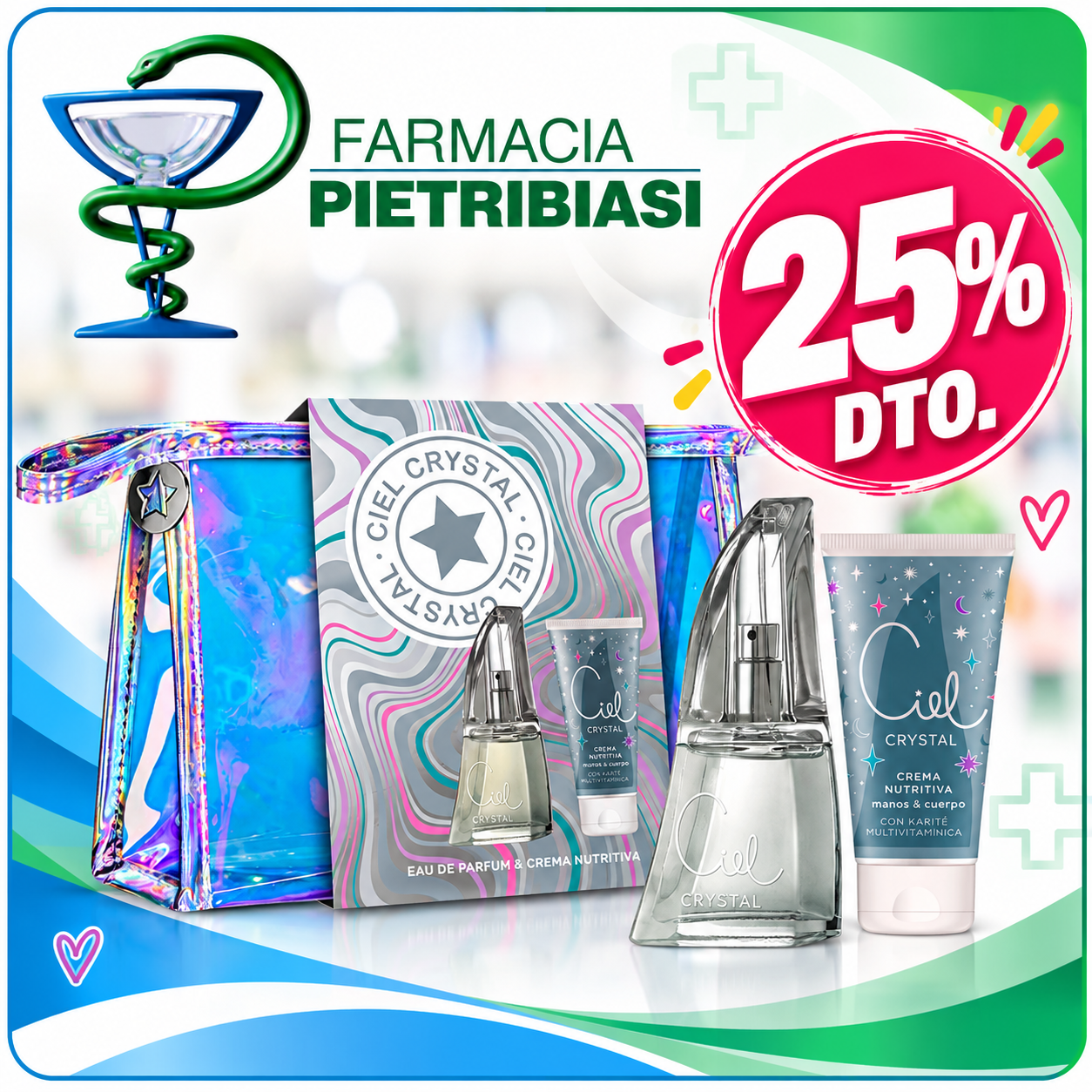 CIEL CRYSTAL BOLSITO NECESER EDT X 50 + CREMA NUTRITIVA